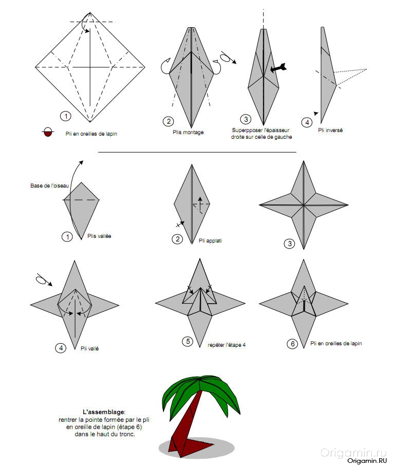 схема оригами дерева