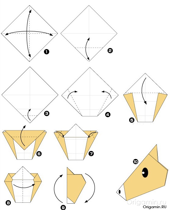 схема оригами лошади