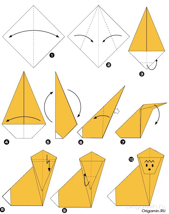 схема оригами обезьяны