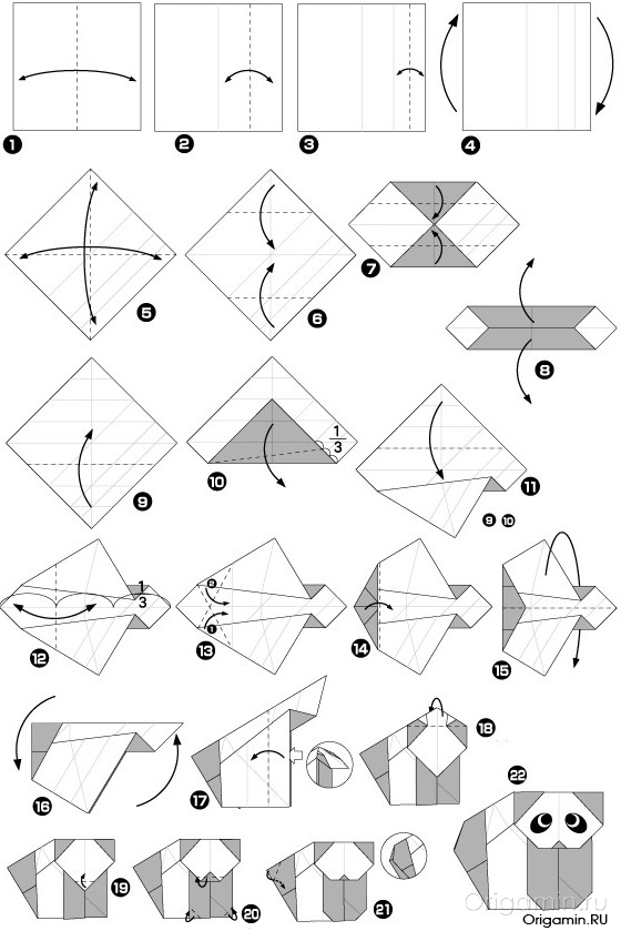 схема оригами панды