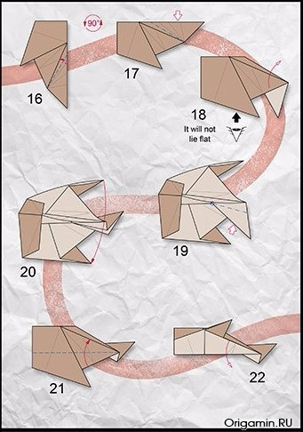 схема оригами рыбки
