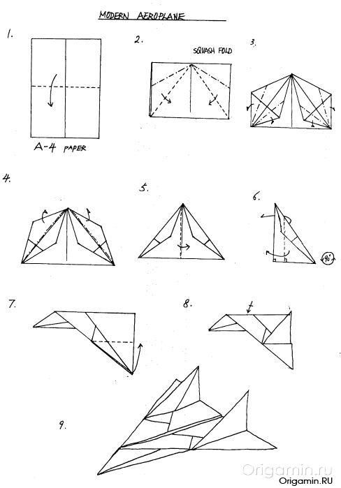 схема оригами самолета